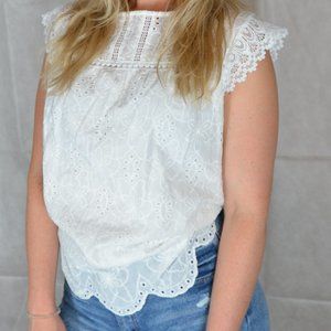 Sleeveless Eyelet Tank Top